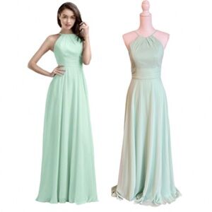 Awei or AW Bridal Dress Gown Mint Green maxi halter neckline